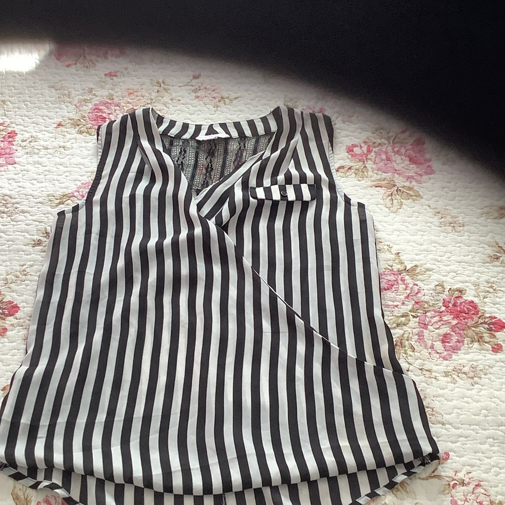 Candie's Black and White Striped Blouse